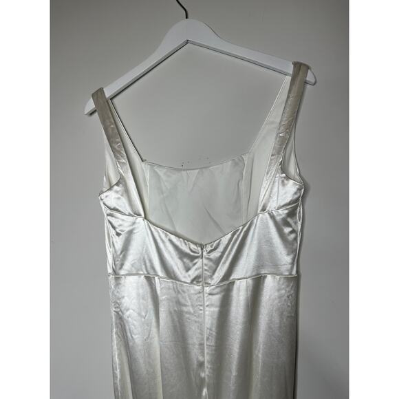 Lulus Size Medium Sensational Promise White Satin Train Maxi Gown Wedding Dress - Picture 7 of 16